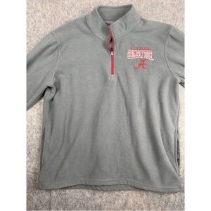 Knights Apparel Alabama Crimson Tide Sweater Mens L Gray Fleece 1/4 Zip Pullover
